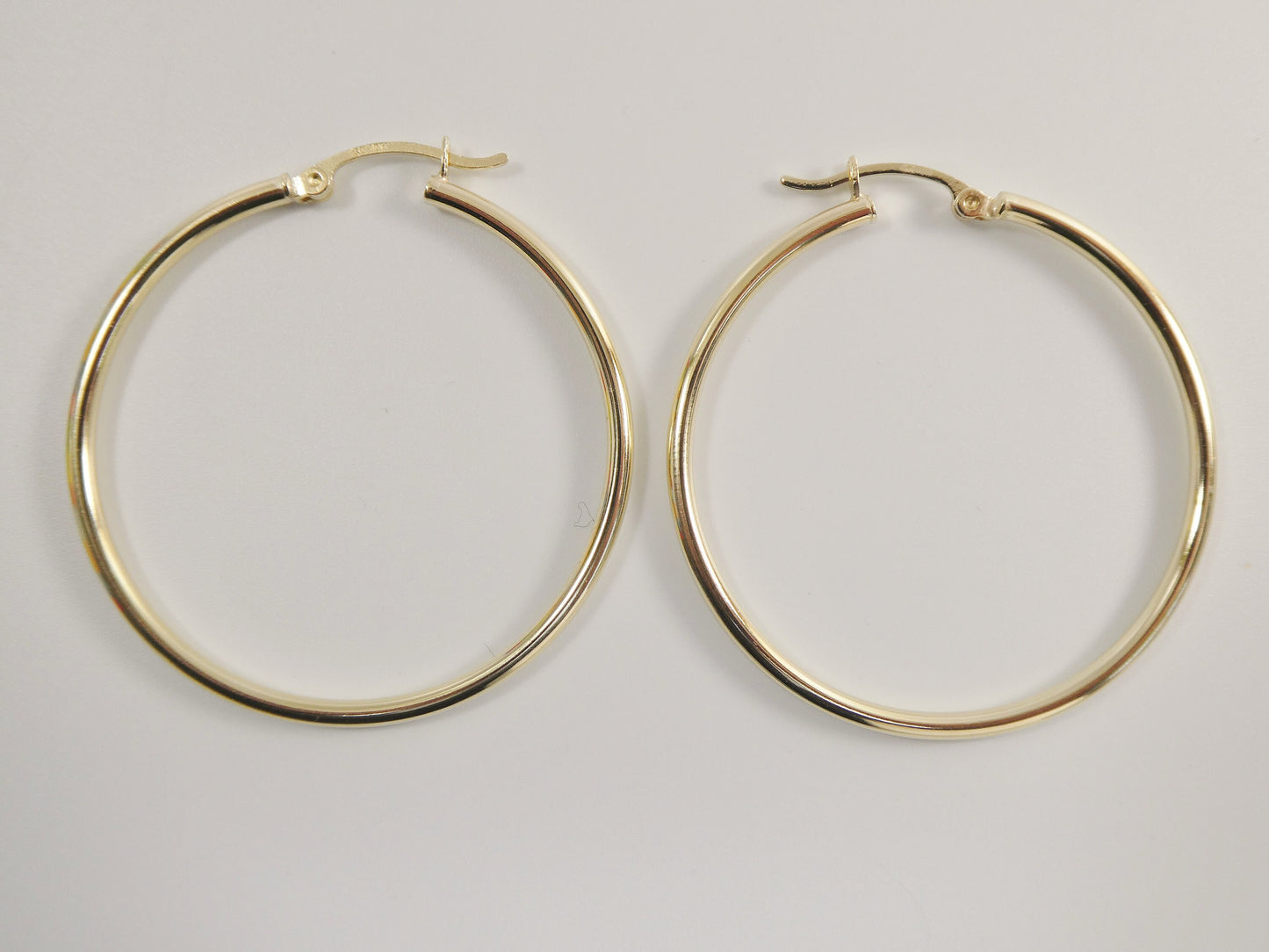 real 10k solid yellow gold plain high polish 40mm hoop earrings