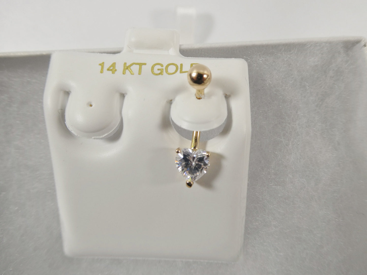 14k real solid yellow gold heart color belly ring