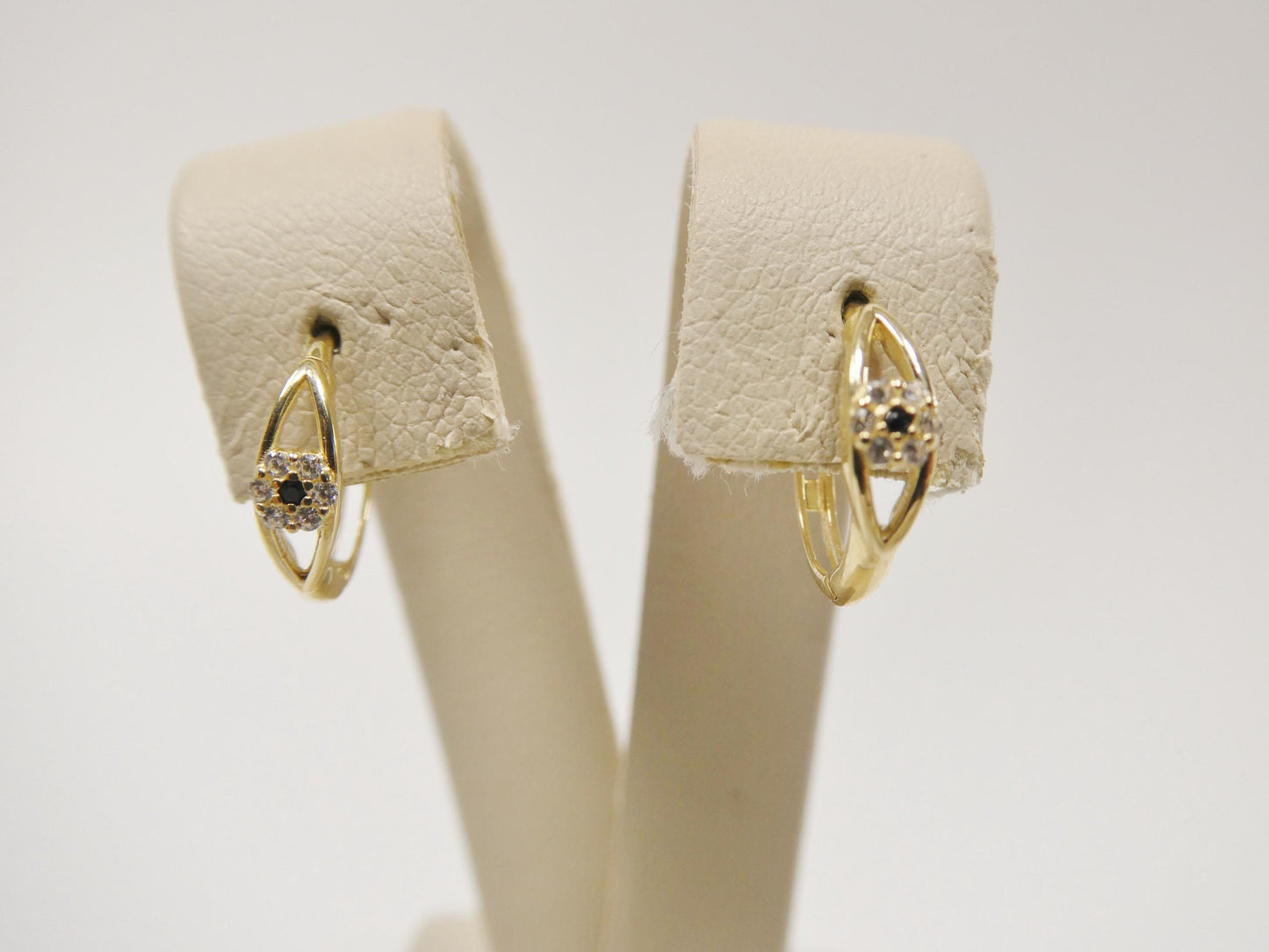 real 10k solid yellow gold evil eye hoop huggie earring