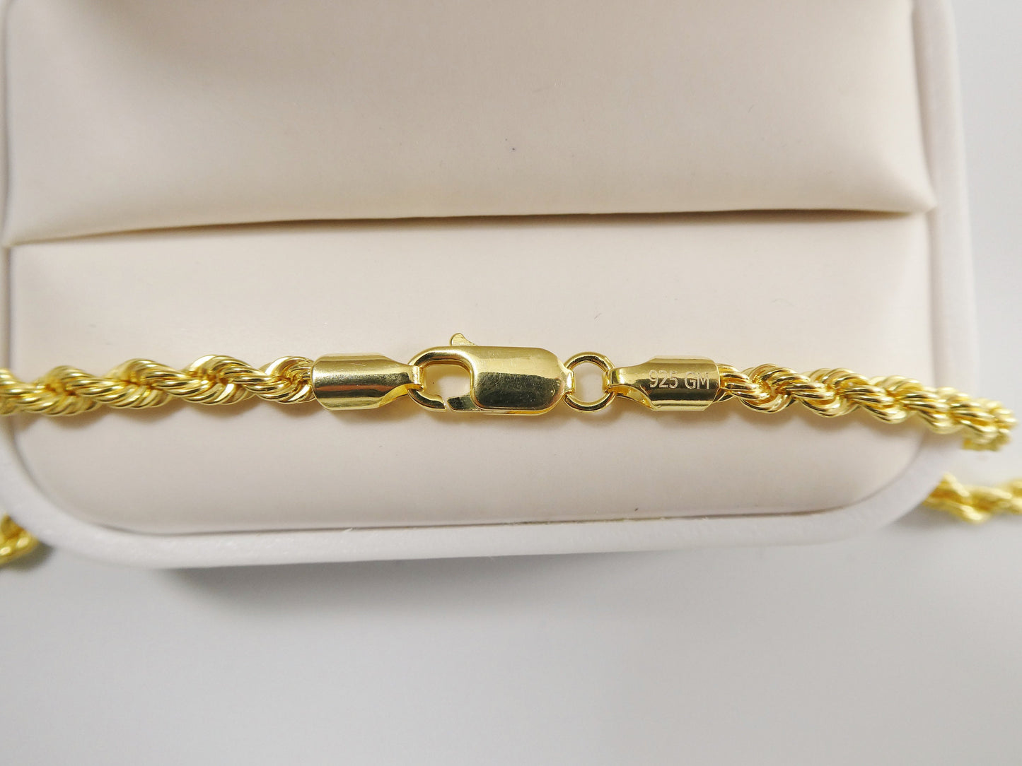 real 925 sterling silver rope chain 14k yellow gold finish