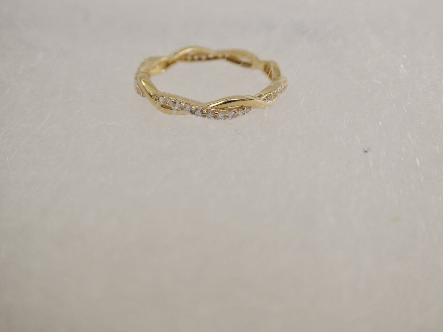 real 14k solid yellow gold women's classic micro pave setting pinky ring