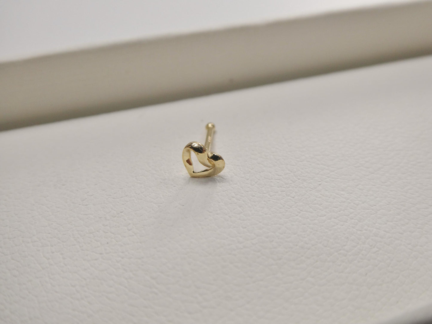 14k real solid yellow gold small tiny heart stud nose ring