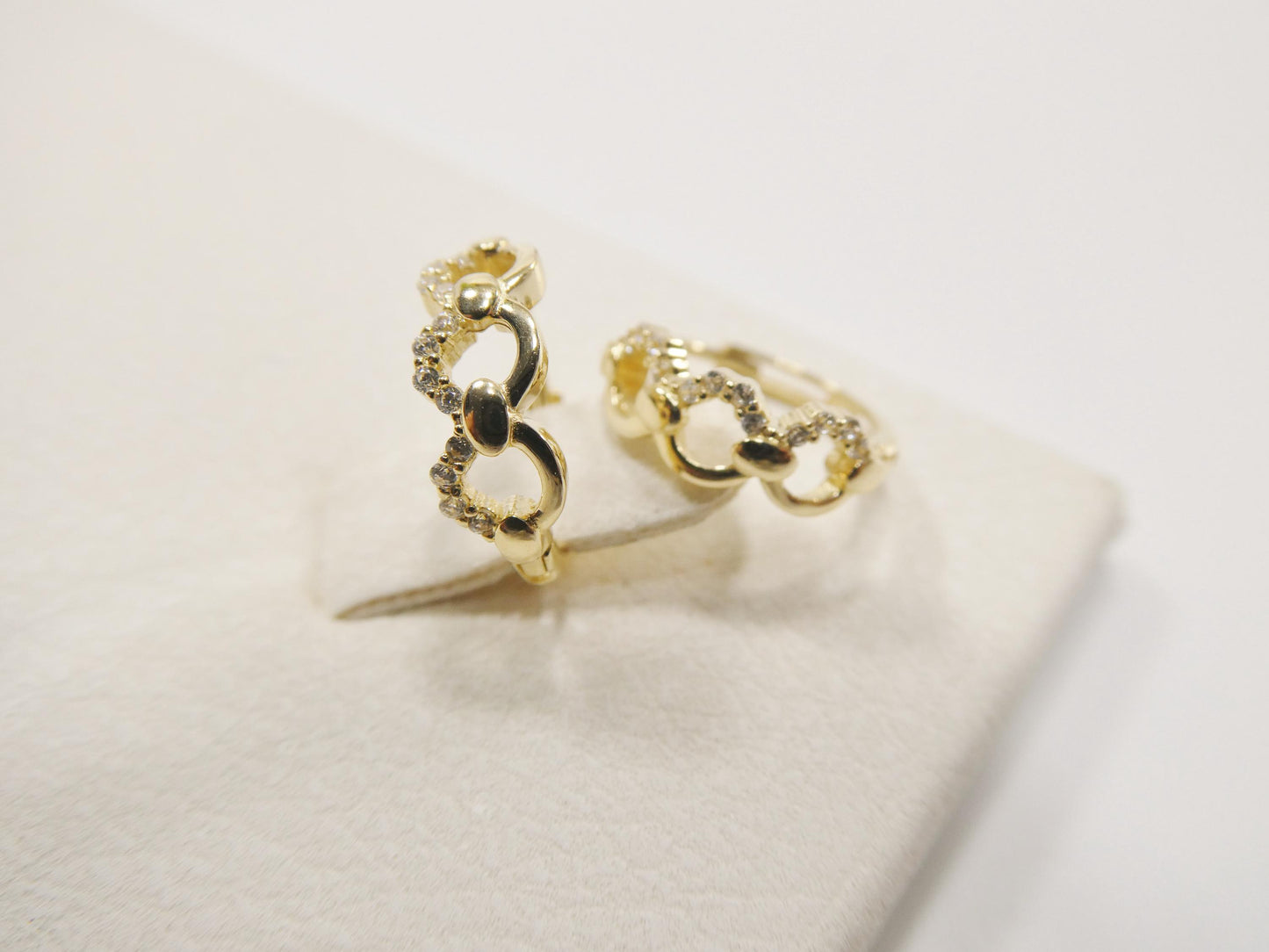 real 10k solid yellow gold designer hoop huggie earrings