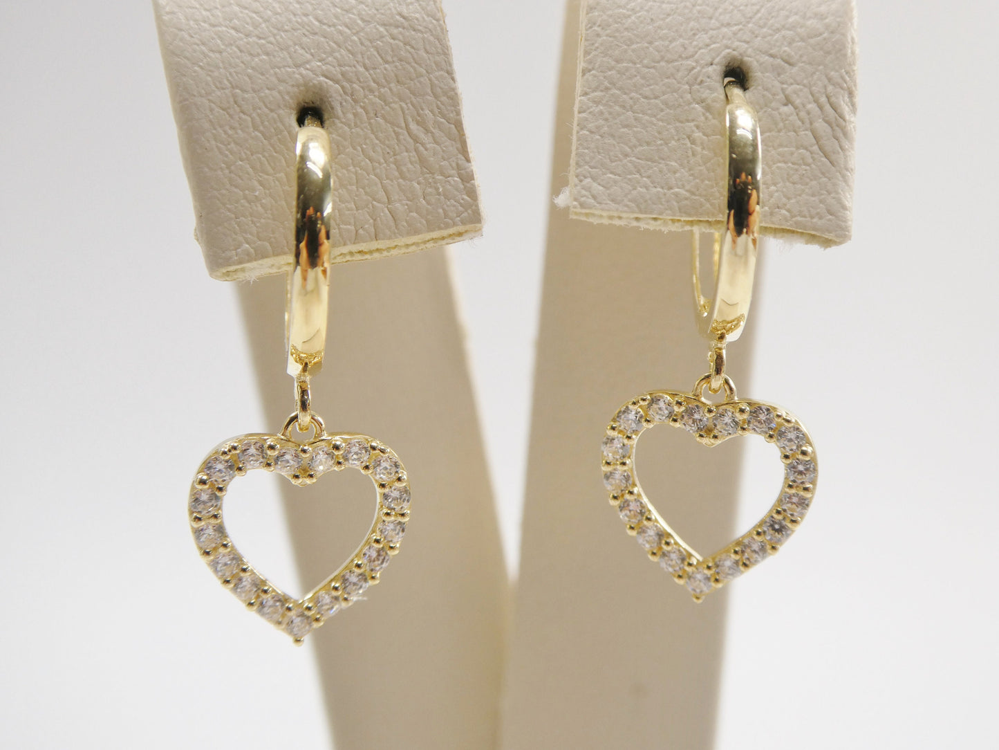 real 10k solid yellow gold dangle heart micro fave setting plain hoop huggie earring