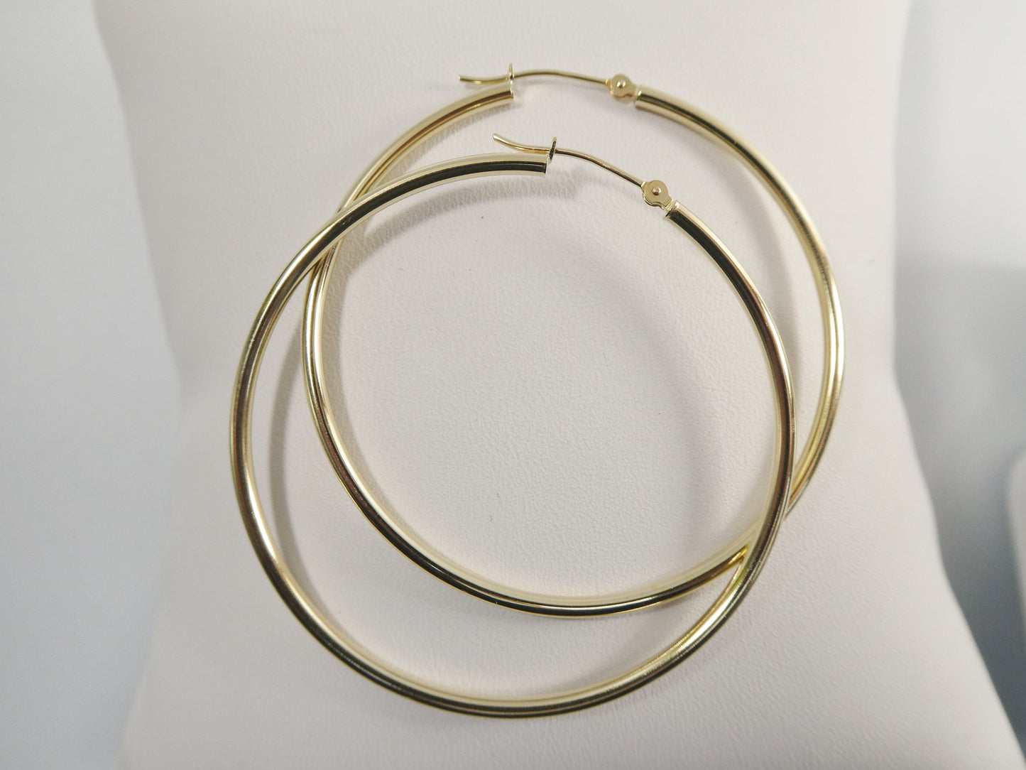 10k real solid yellow gold 2mm high polish hoop earrings