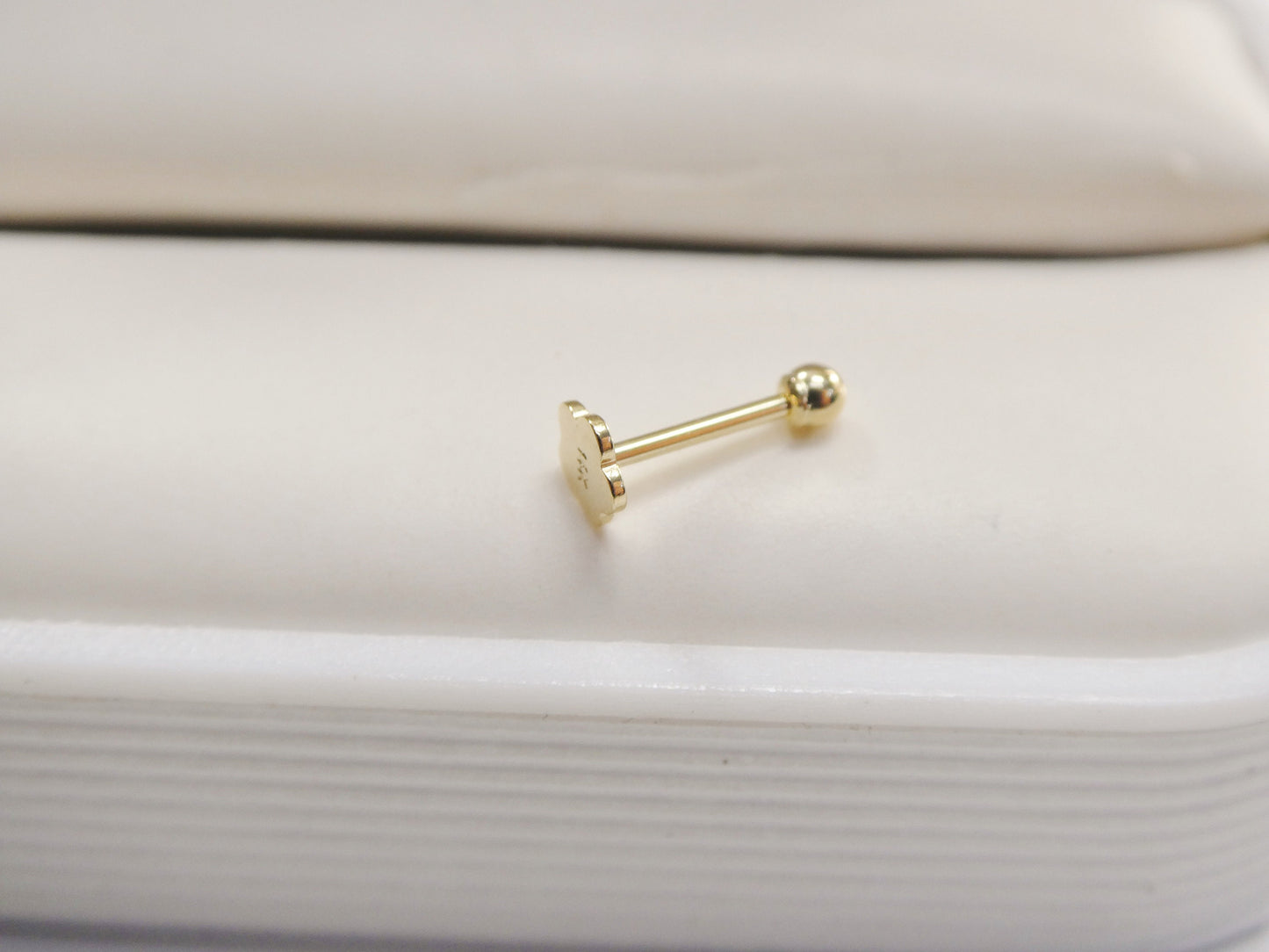 2MM/3mm/4mm 14k real solid yellow gold ball cartilage flat screw back piercing