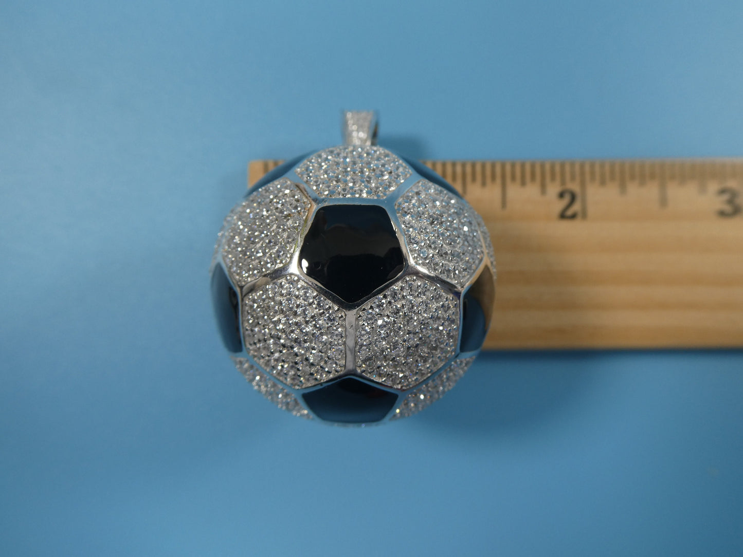 real solid 925 sterling silver heavy large soccer ball pendent