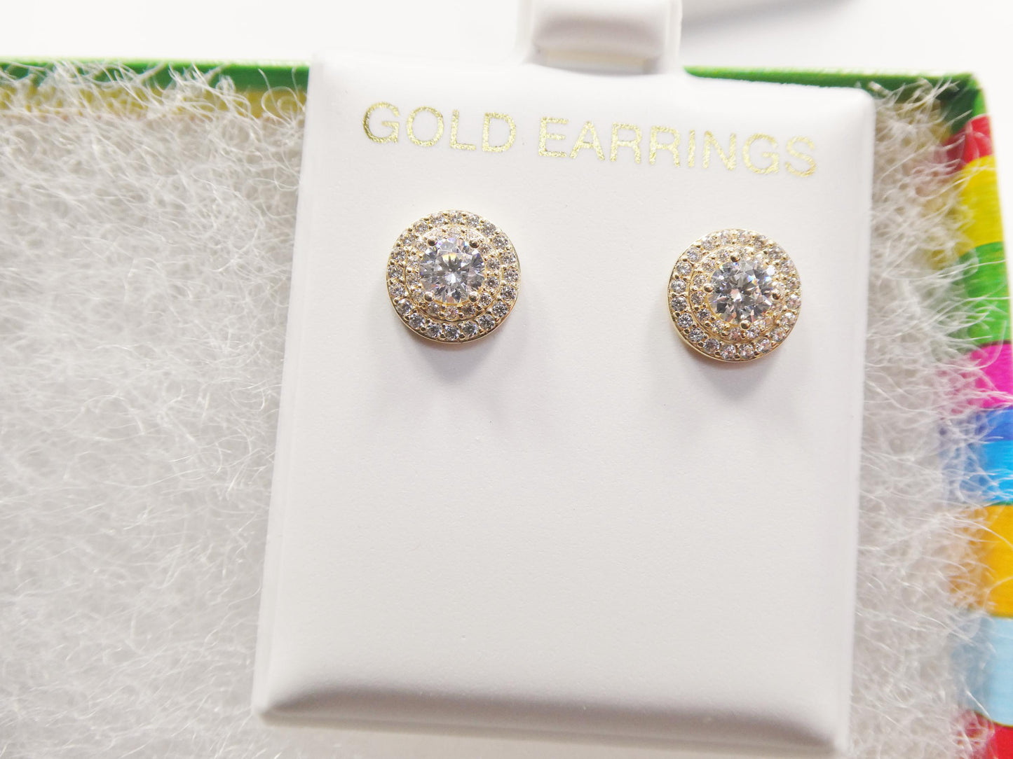 real 10k solid yellow gold round shape push post stud earrings