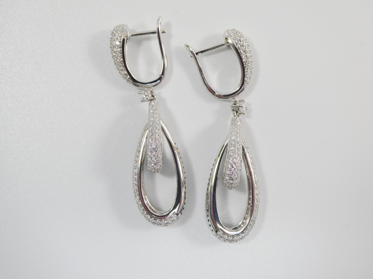 real 925 sterling silver micro pave setting 14k white gold color finish drop earring