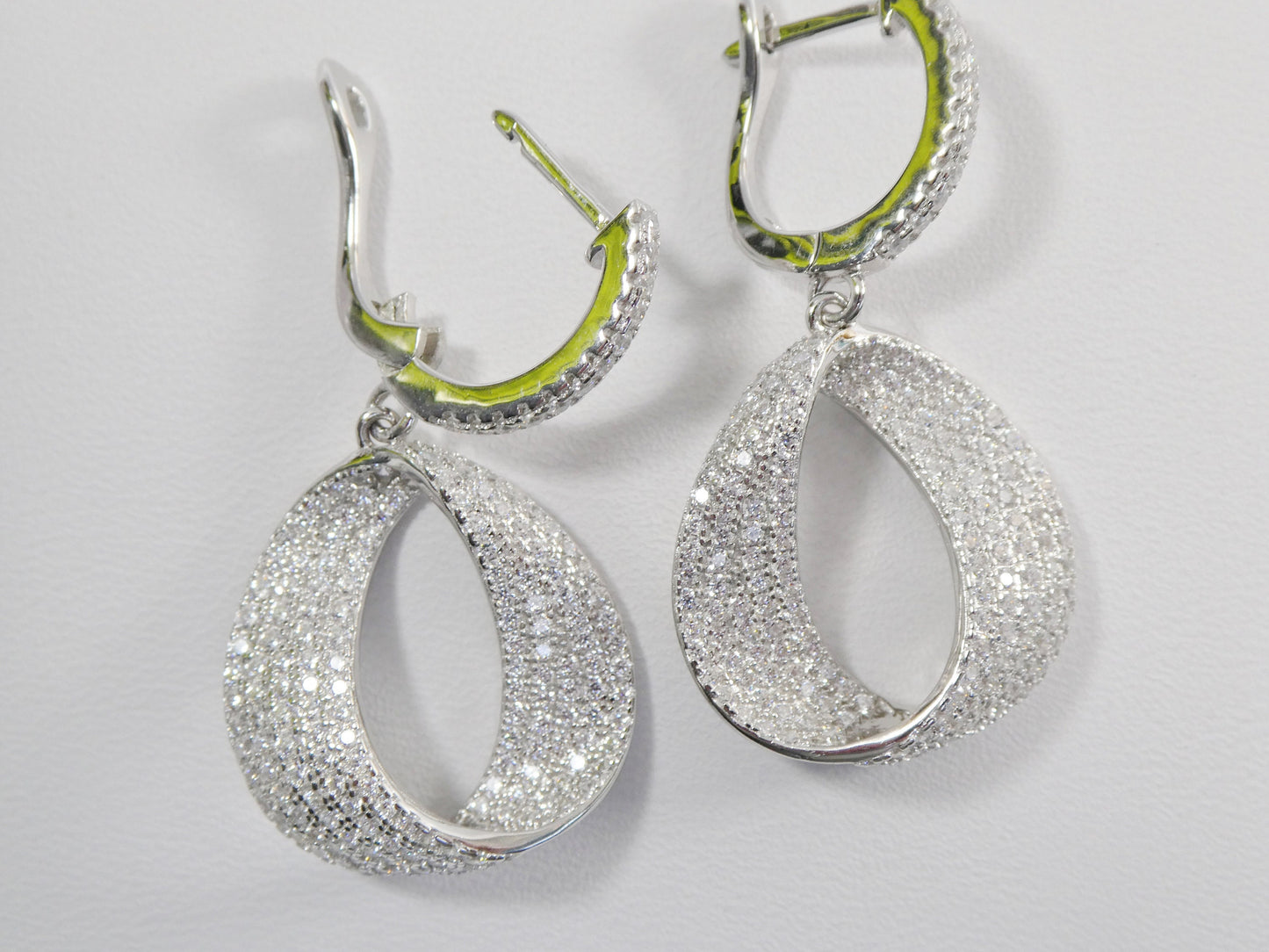 real 925 sterling silver micro pave setting 14k white gold color finish drop earrings