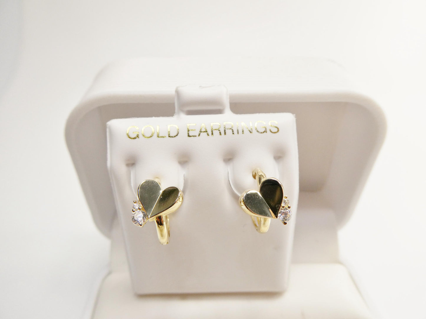 real 10k solid yellow gold designer heart hoop huggie earrings