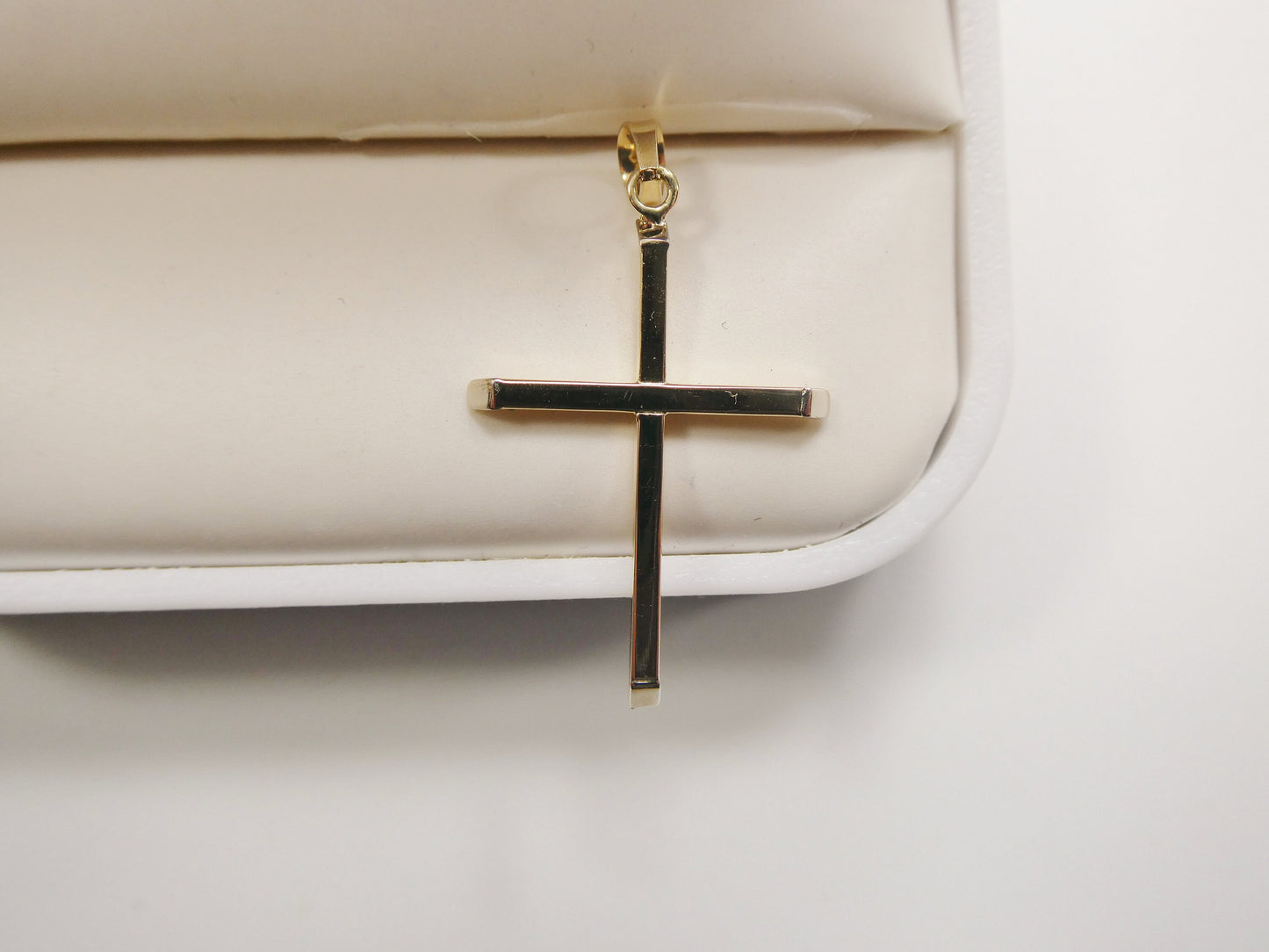 14k real solid yellow gold super polish cross pendent and robe necklace