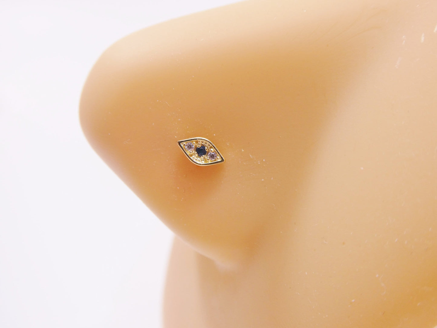 14k real solid yellow gold evil eye nose ring