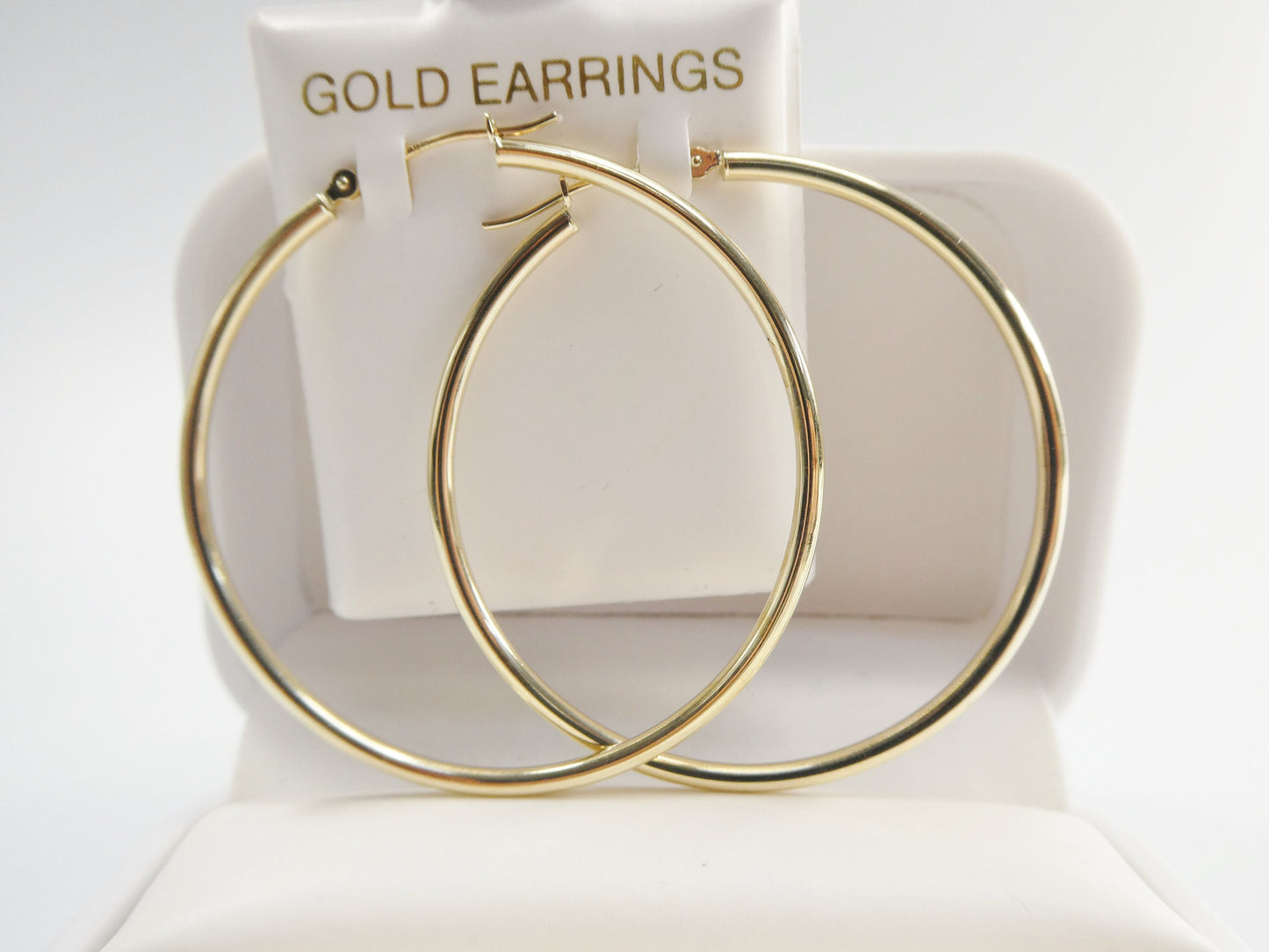 10k real solid yellow gold 2mm high polish hoop earrings