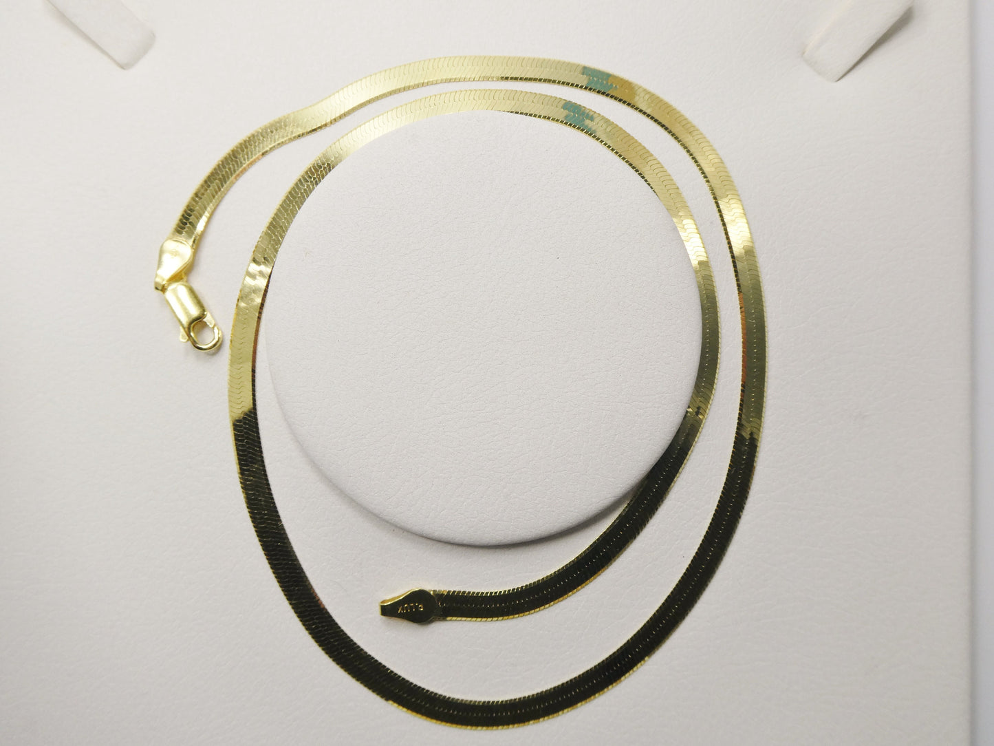 real 4.5mm 925 sterling silver herringbone necklace / choker 14k yellow gold finish