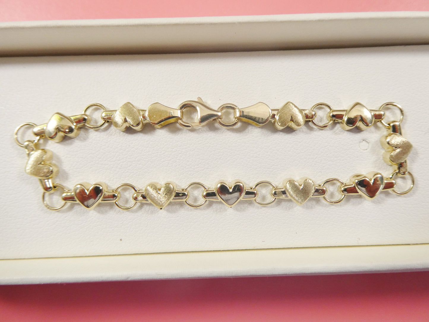 14k real solid yellow gold heart 6 inch baby bracelet