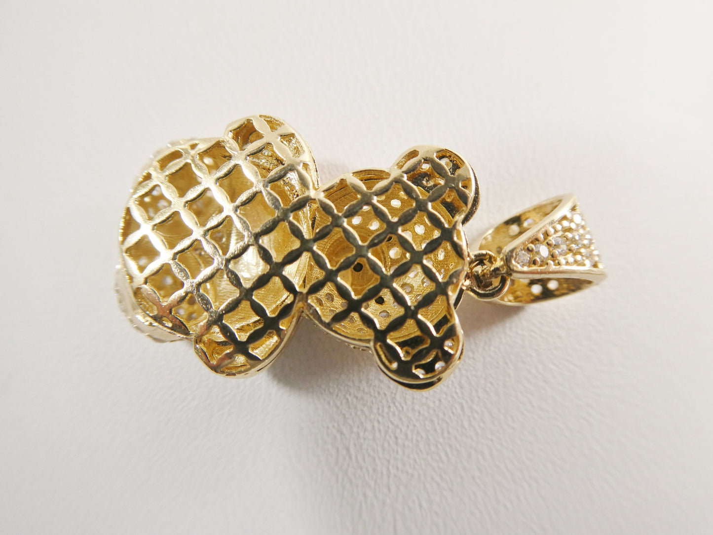 14k real solid yellow gold mexcio flag teddy bear charm pendent
