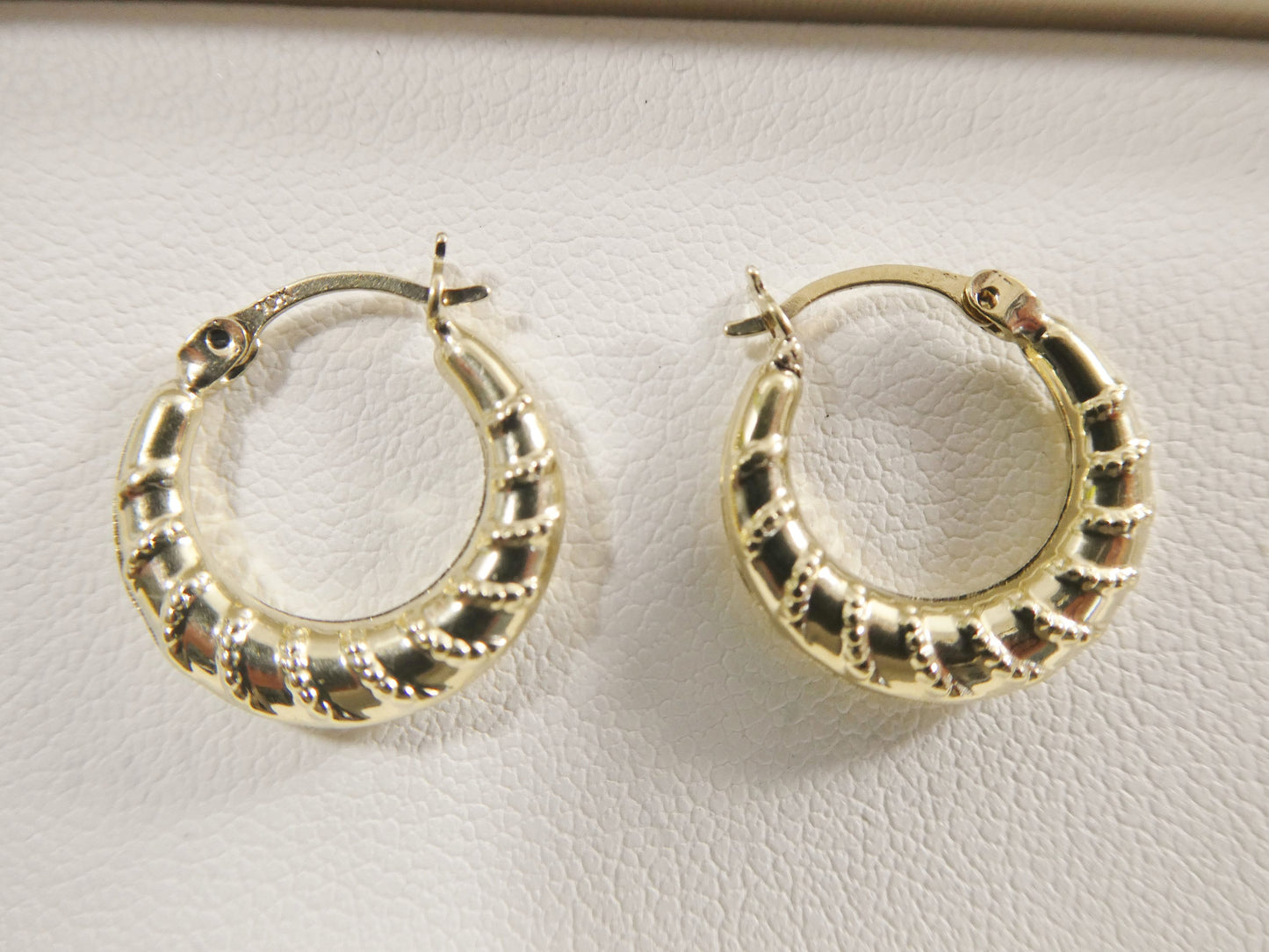 10k real solid yellow gold 14.5MM classic design baby hoop earrings