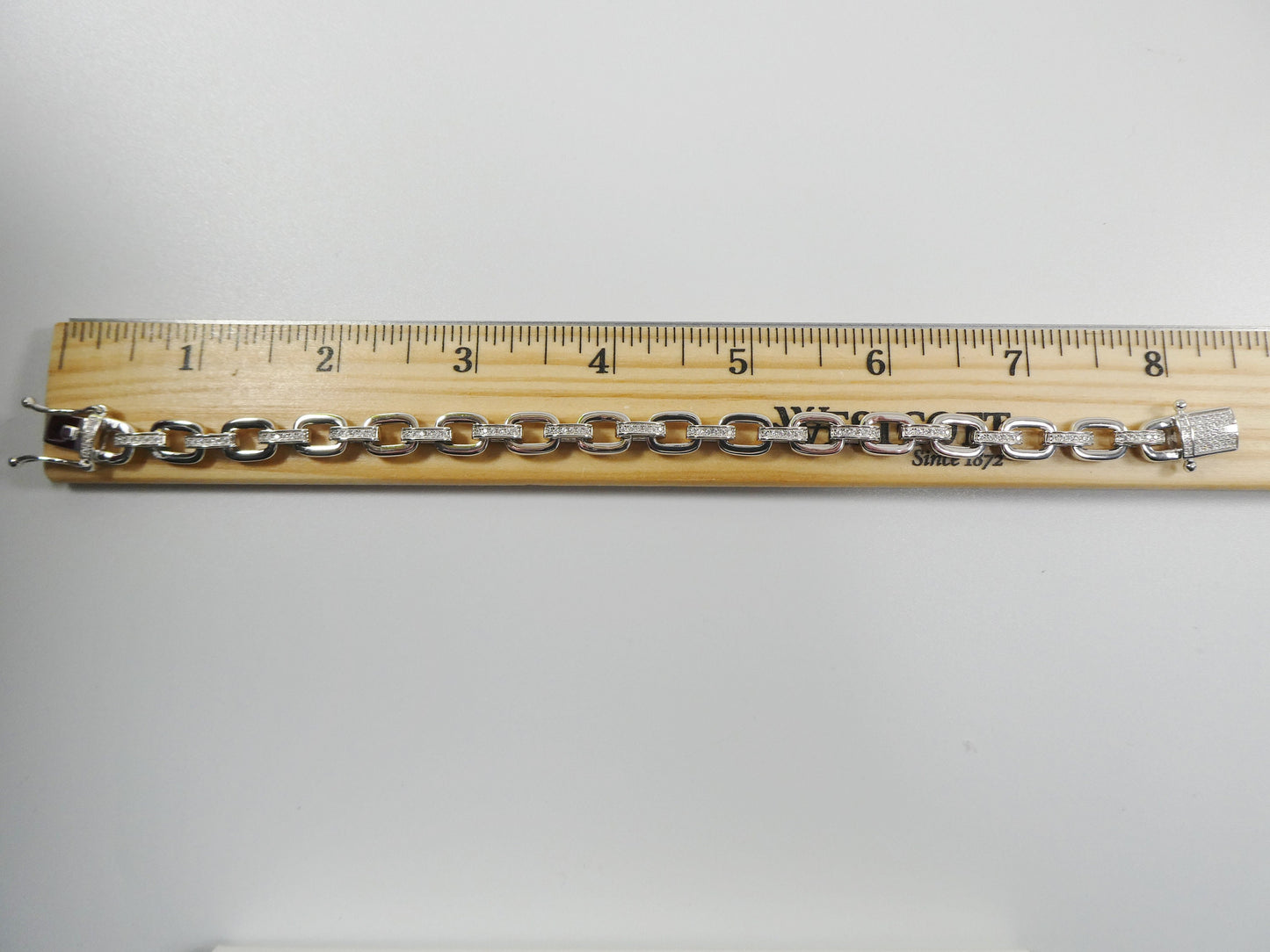 8mm real 925 sterling silver 7/ 8 inch solid paperclip bracelet 14k white gold finish