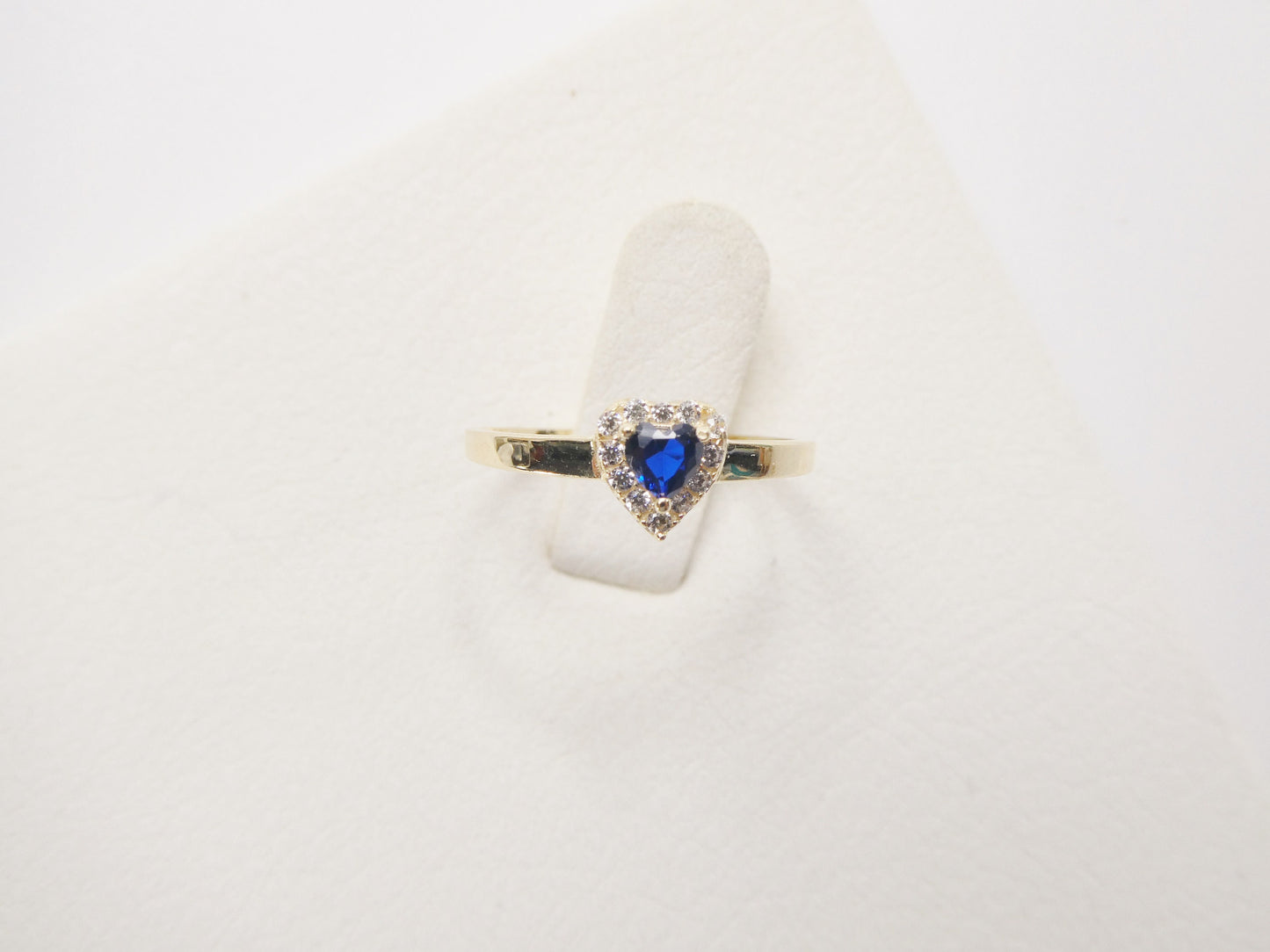 10k solid yellow gold baby children heart shaped color stone ring
