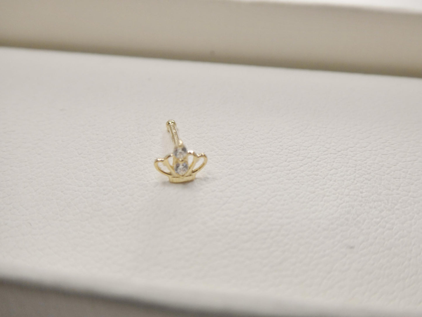 14k real solid yellow gold tiny crown stud nose ring