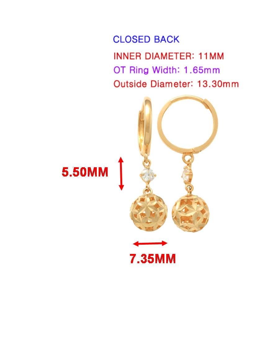 real 10k solid yellow gold ball drop huggie earrings