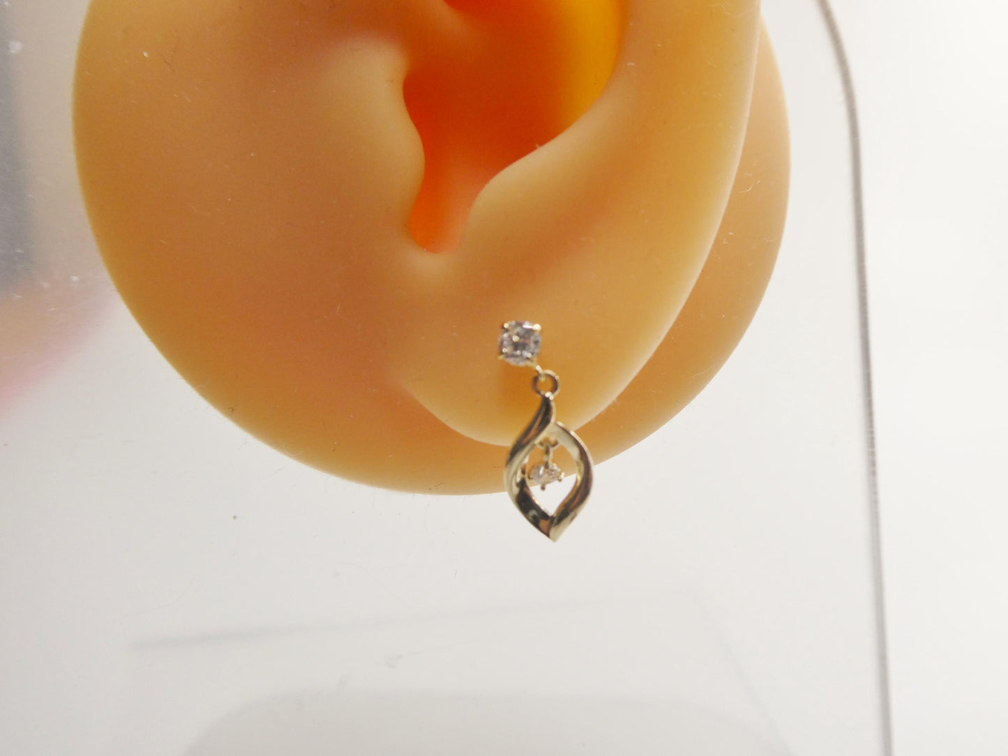 real 10k solid yellow gold oval drop push post earrings