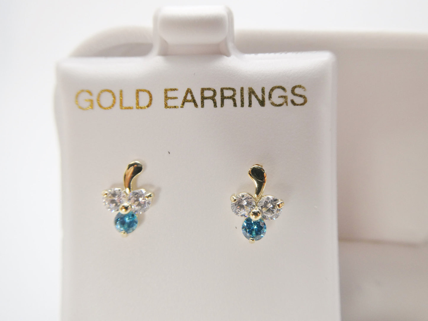 10k real solid yellow gold birthstone screw back children earrings flower shape