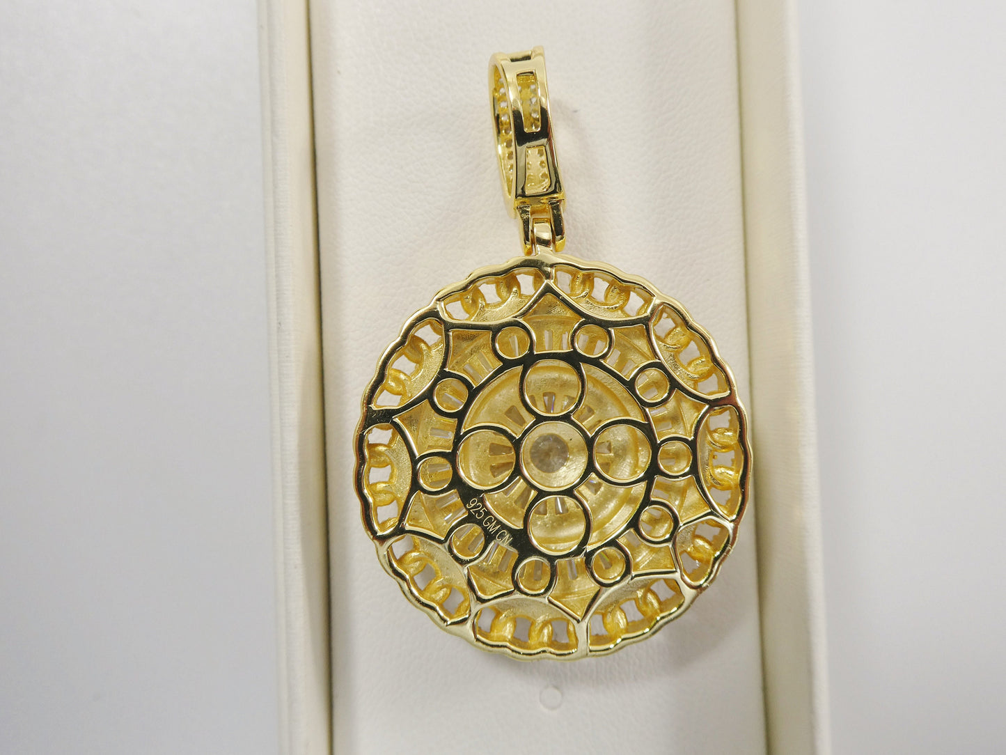 real 925 sterling silver large circle eye pendent