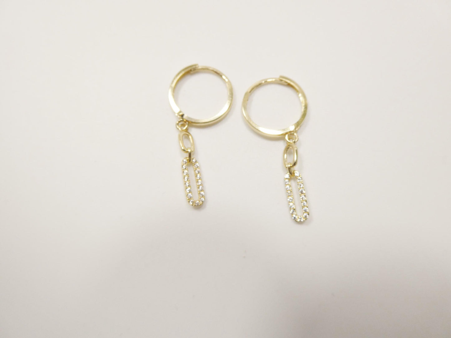 real 10k solid yellow gold paperclip dropping earrings