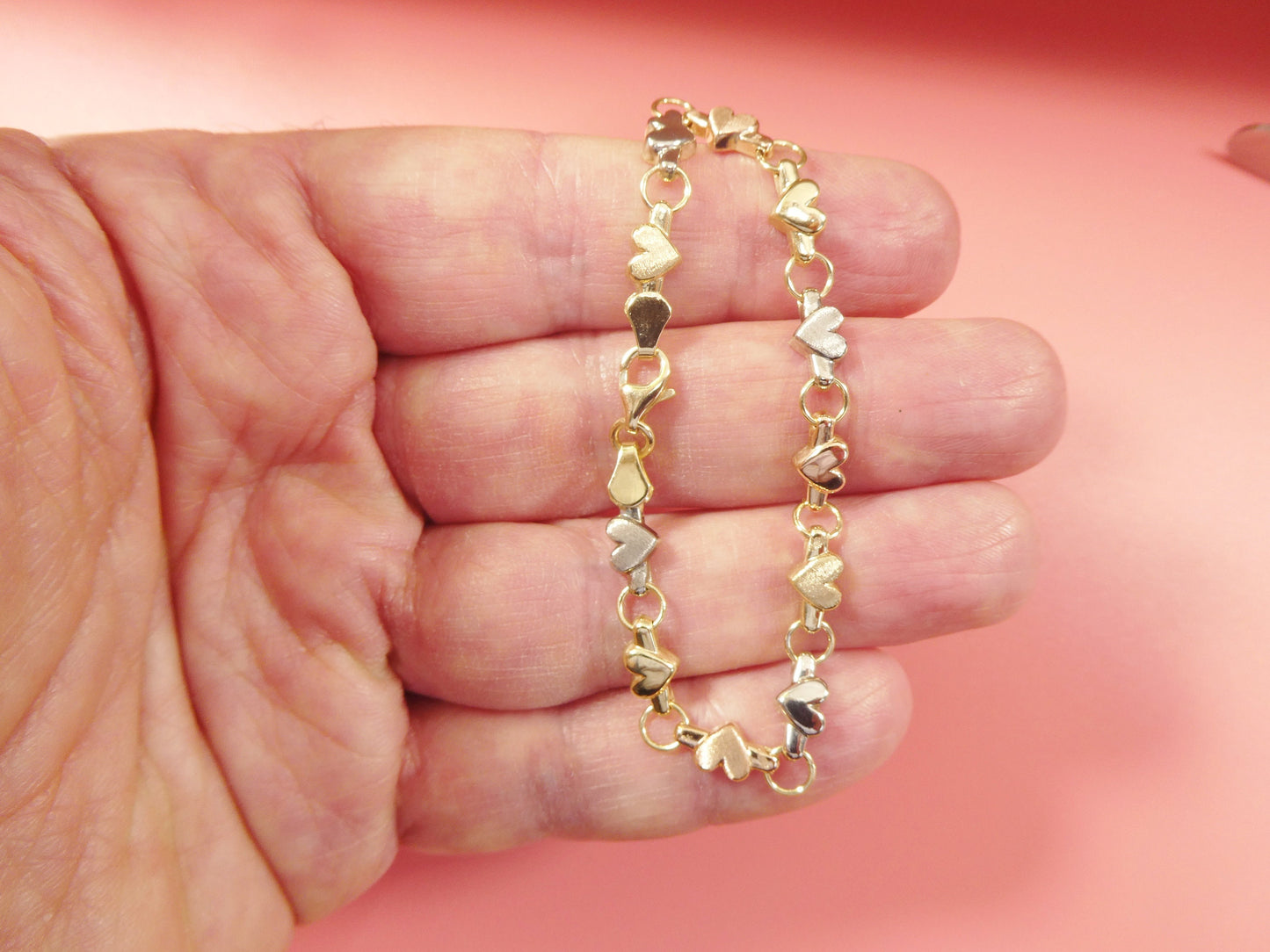 14k real solid yellow gold heart 6 inch baby bracelet