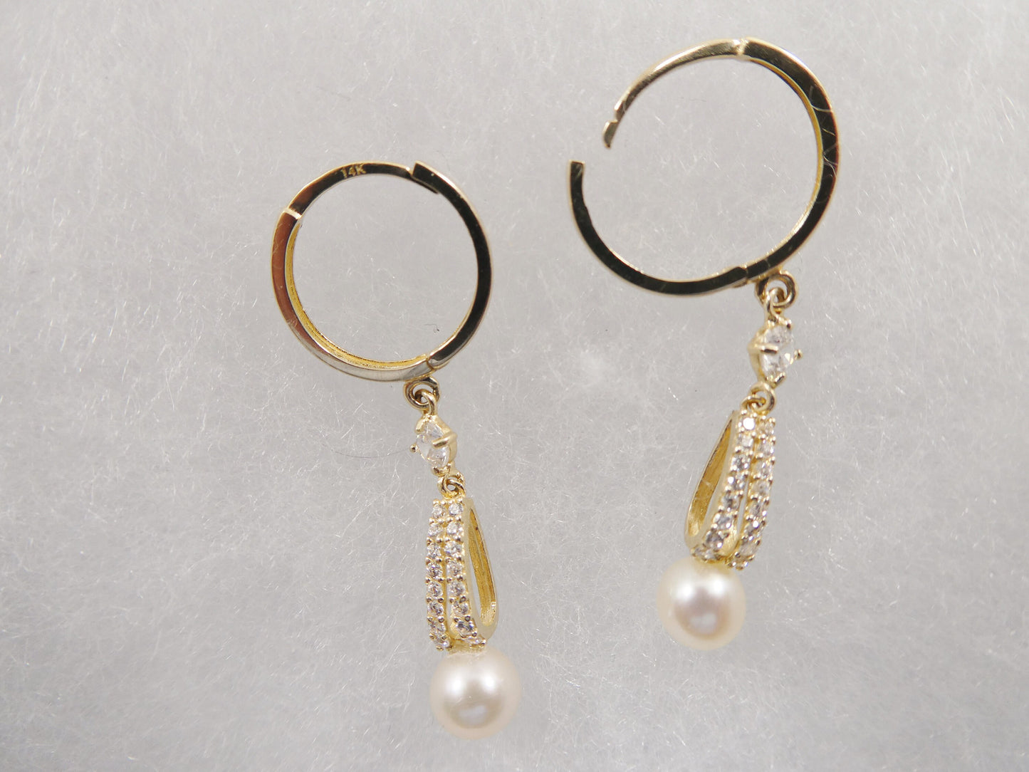 14k real solid yellow gold dropping real water fresh pearl earring