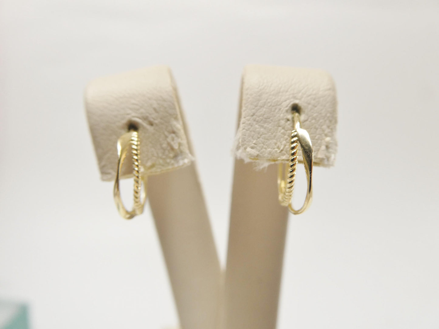 real 10k solid yellow gold designer hoop huggie earrings