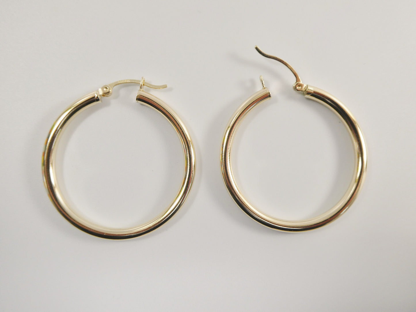 real 10k solid yellow gold plain high polish 35mm hoop huggie earrings