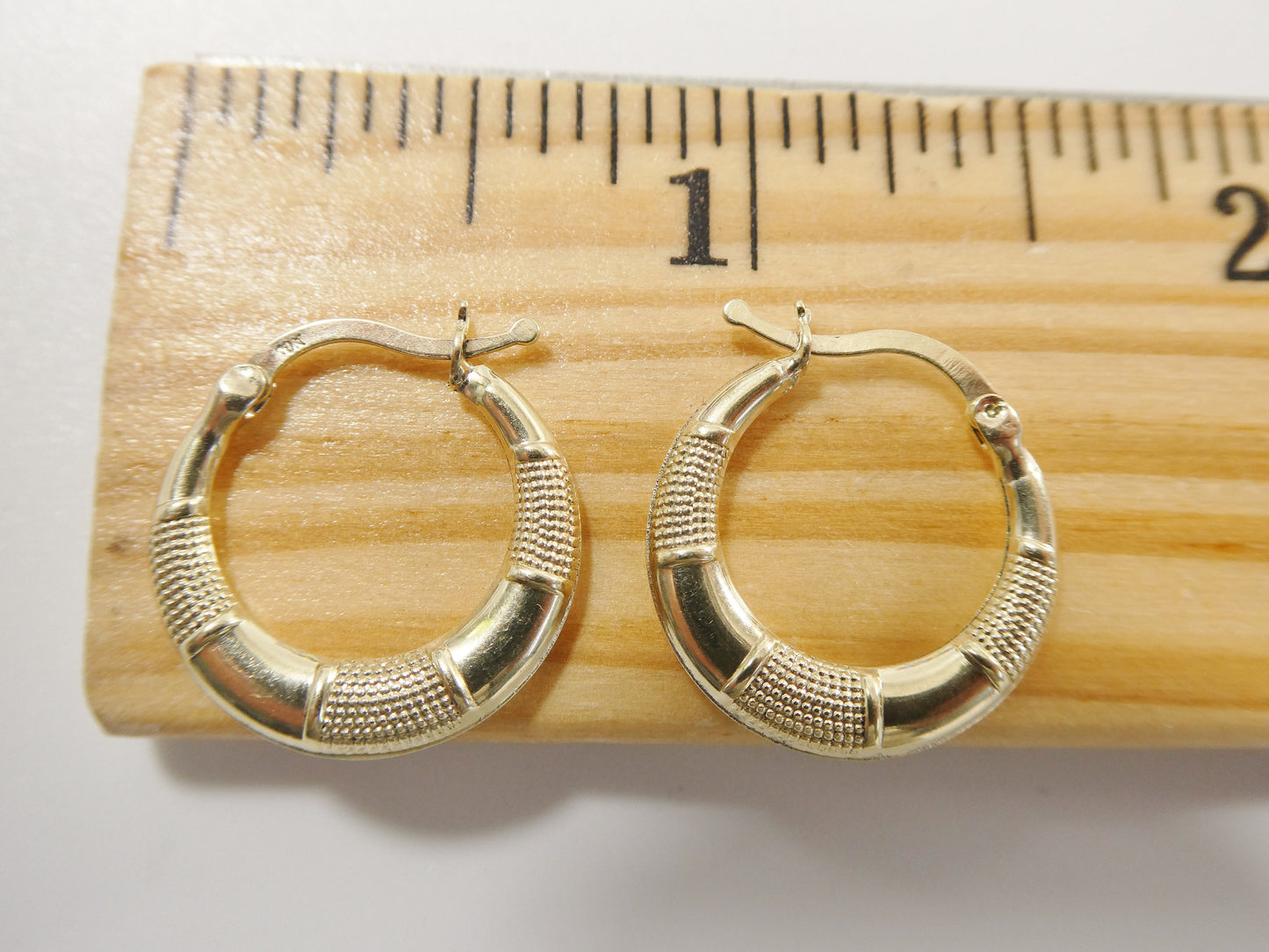10k real solid yellow gold 17MM classic design hoop earrings