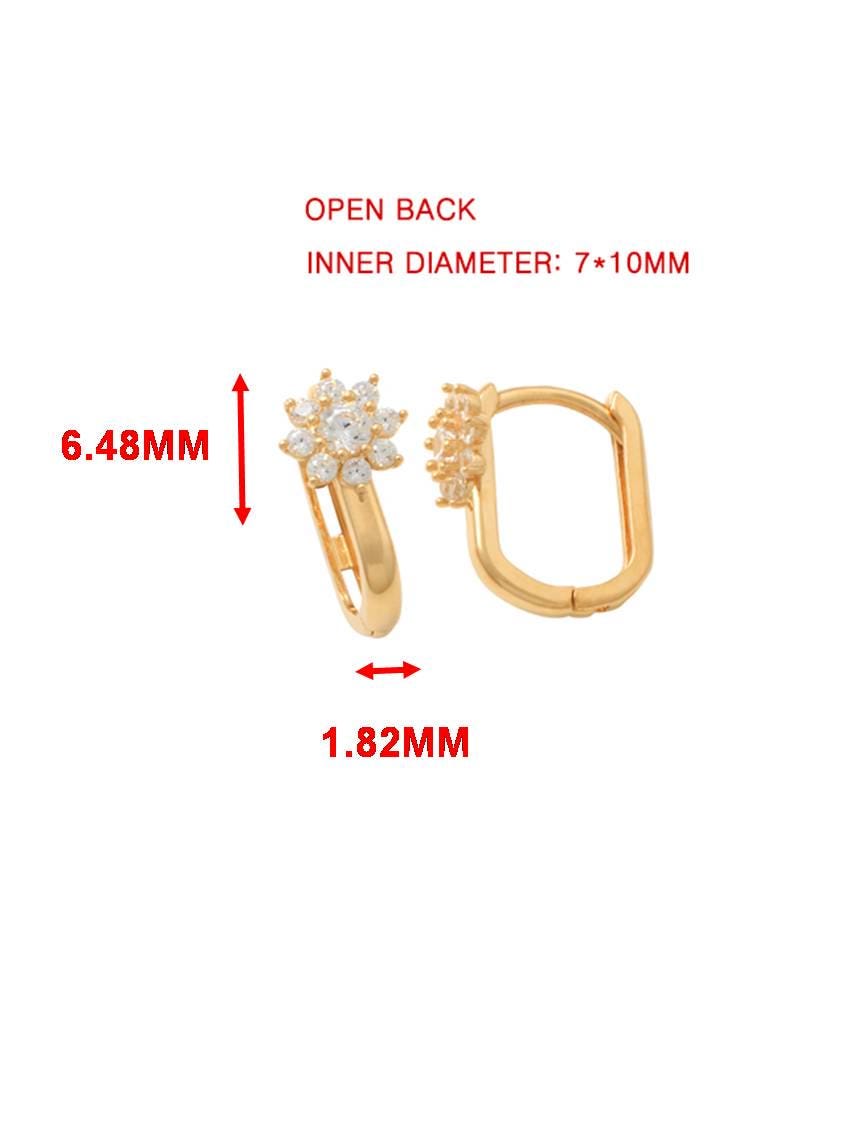 real 10k solid yellow gold cz earring / cartilage daith hoop huggie earring