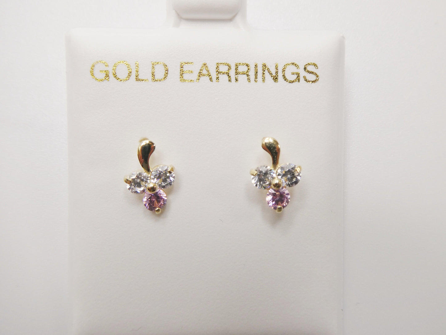 10k real solid yellow gold birthstone screw back children earrings flower shape