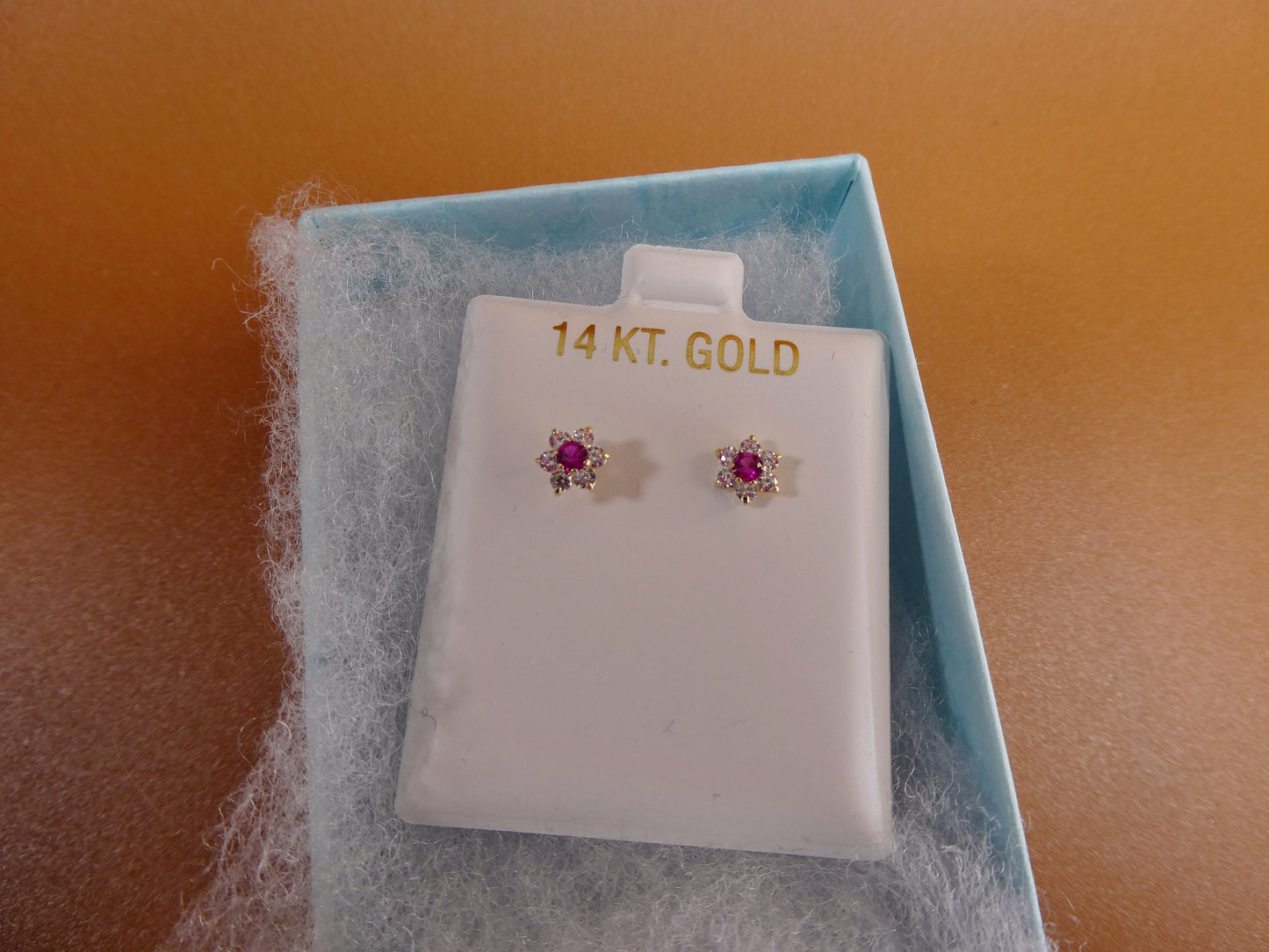 14k real solid yellow gold screw back children birth stone earring round shape
