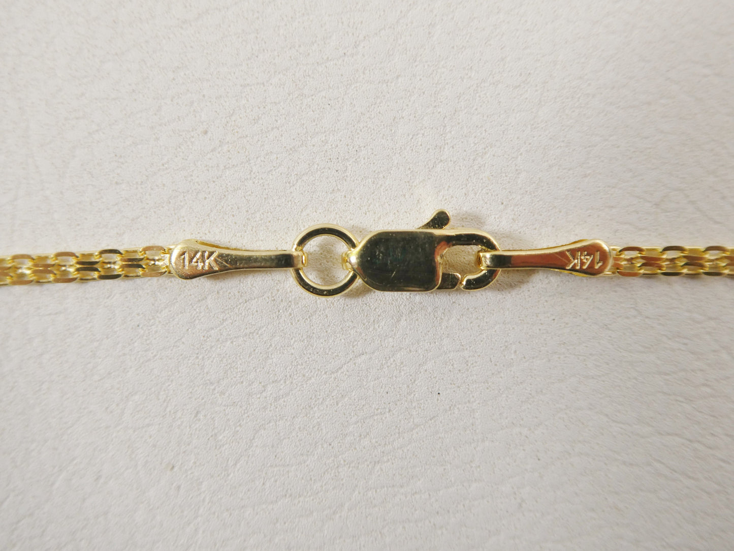 real 14k solid yellow gold 16 inch Bismarck chain and evil eye heart pendent