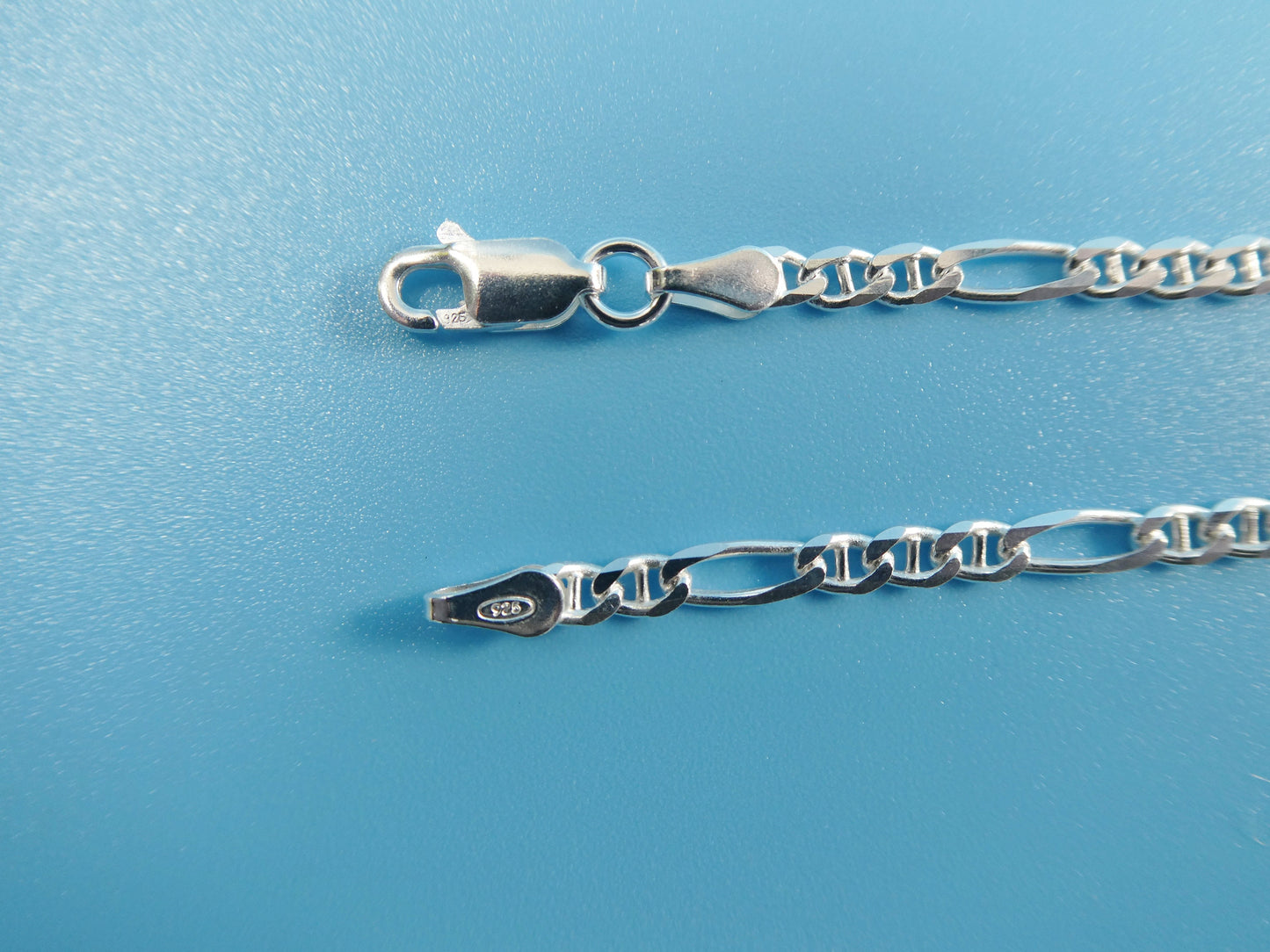 new style real 925 sterling silver 3MM Italian figaro / mariner solid chain lobster lock clasp