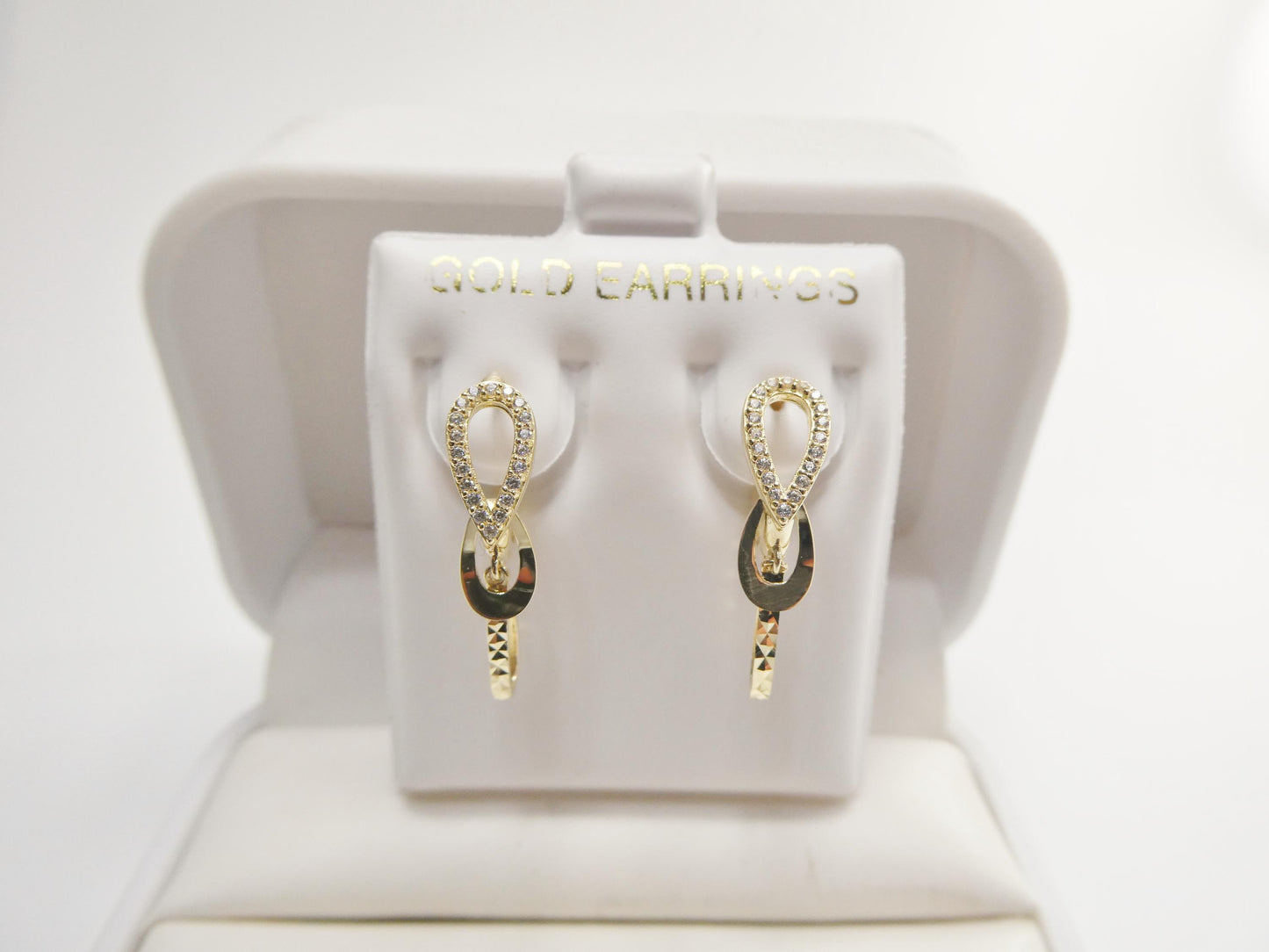 real 10k solid yellow gold designer teardrop hoop huggie earrings