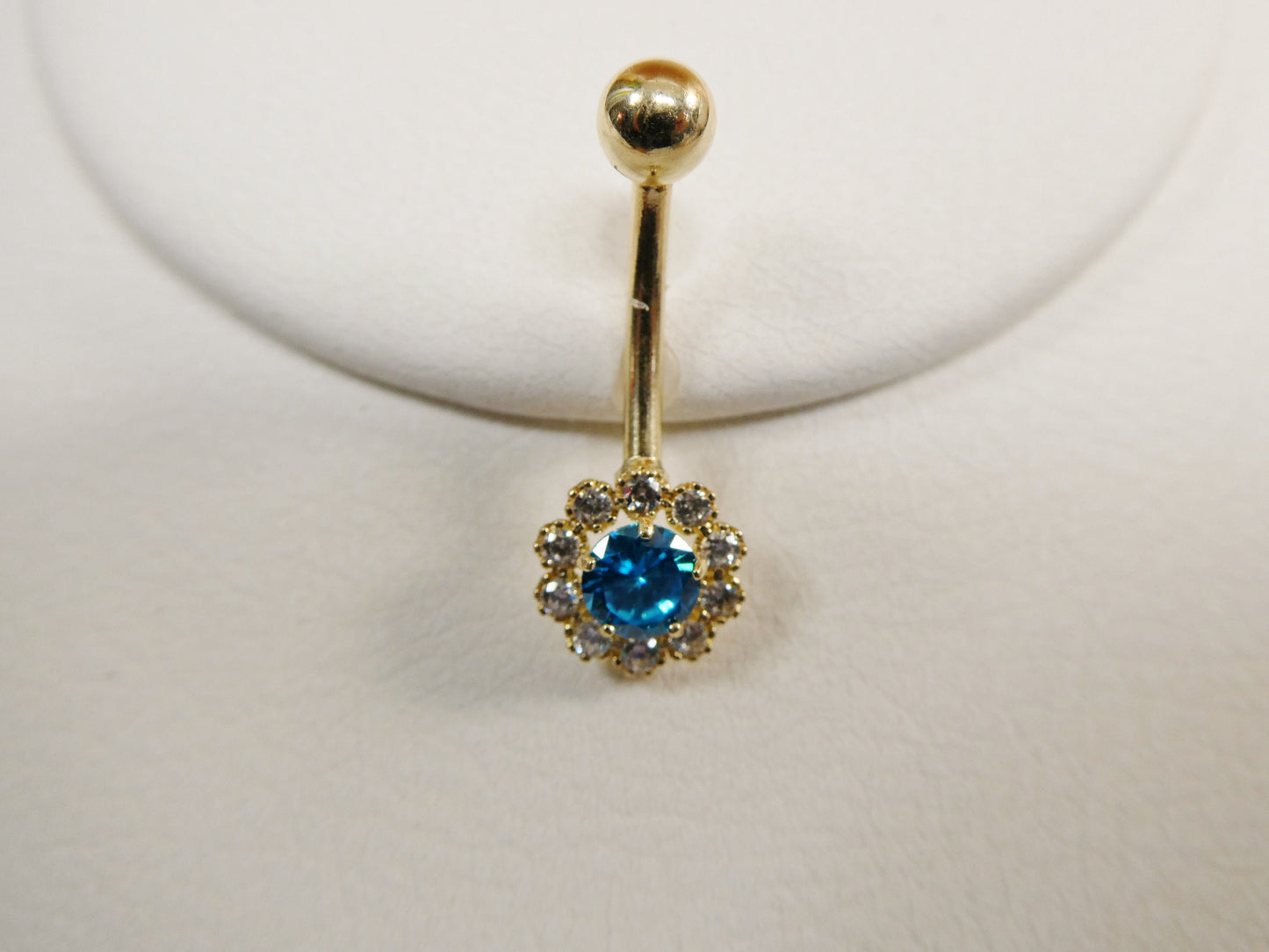 14k real solid yellow gold birthstone color center belly button ring piercing