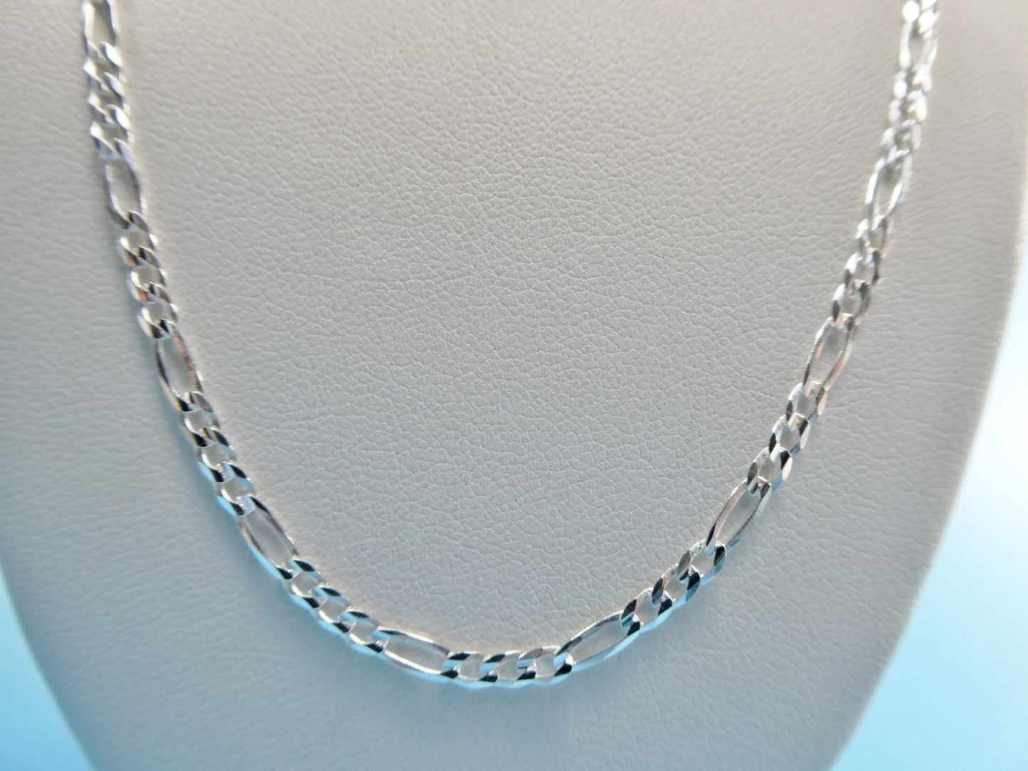 real 925 sterling silver 2.6mm Italian concave figaro solid chain lobster lock clasp