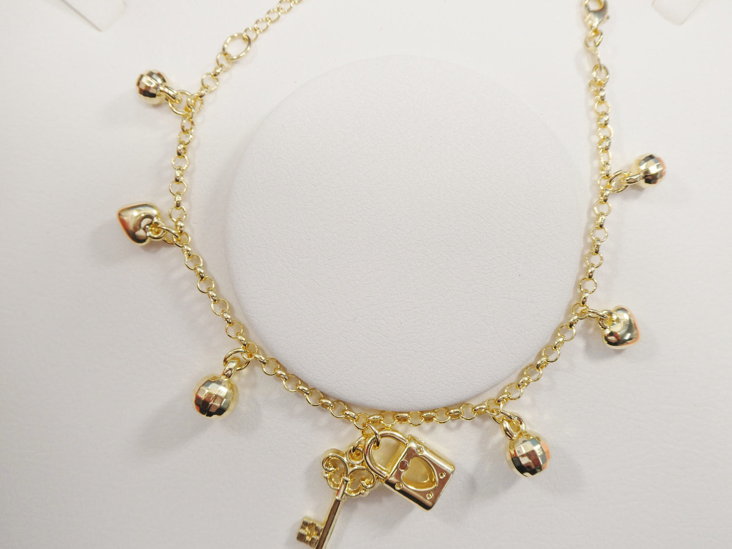7 inch 18k gold filled adjustable with extension charm ladies bracelet