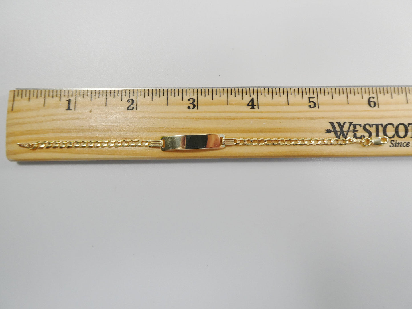 14K real solid yellow gold 6 inch curb link baby ID bracelet