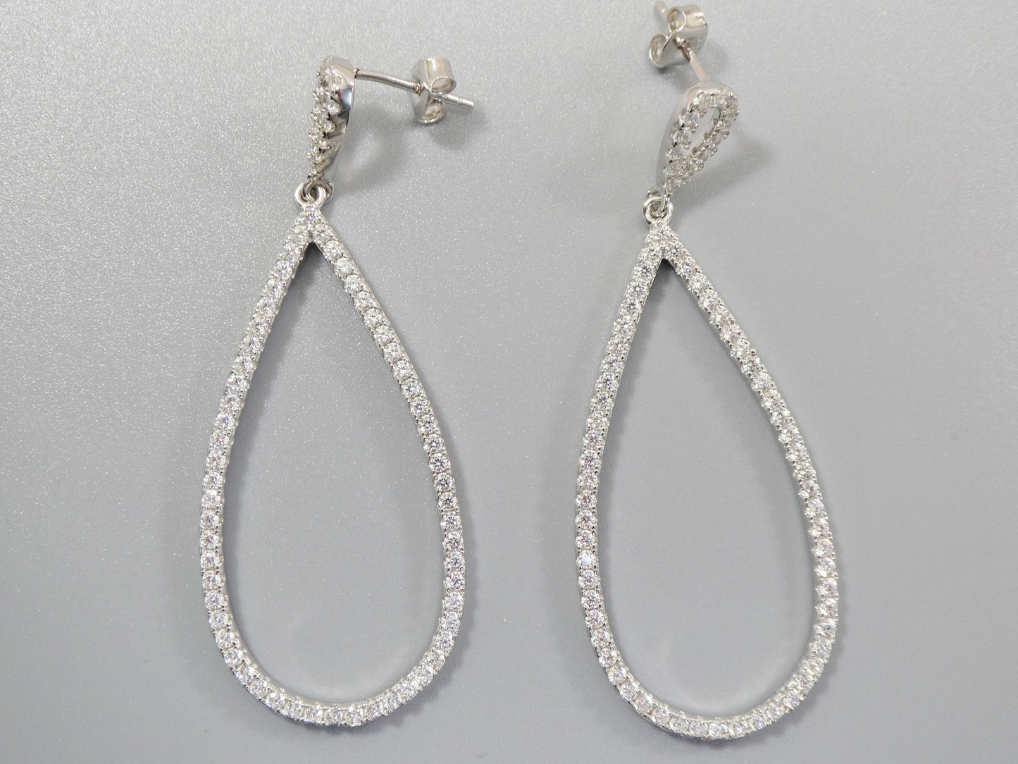 real 925 sterling silver micro pave setting 14k white gold color finish drop earring