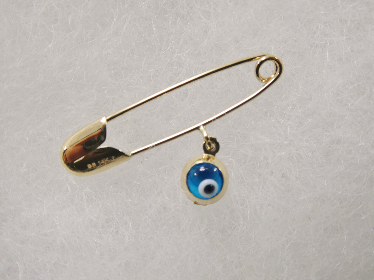 14k real solid yellow gold baby evil eye newborn pin brooch