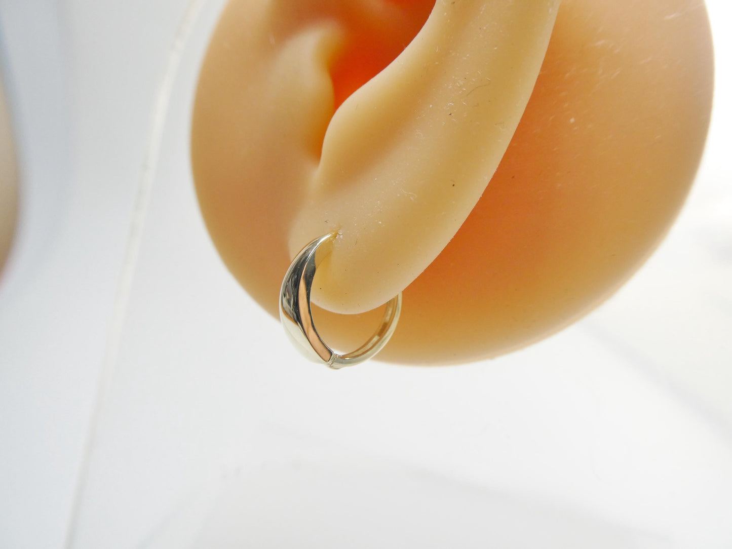 real 10k solid yellow gold designer polish hoop huggie earrings