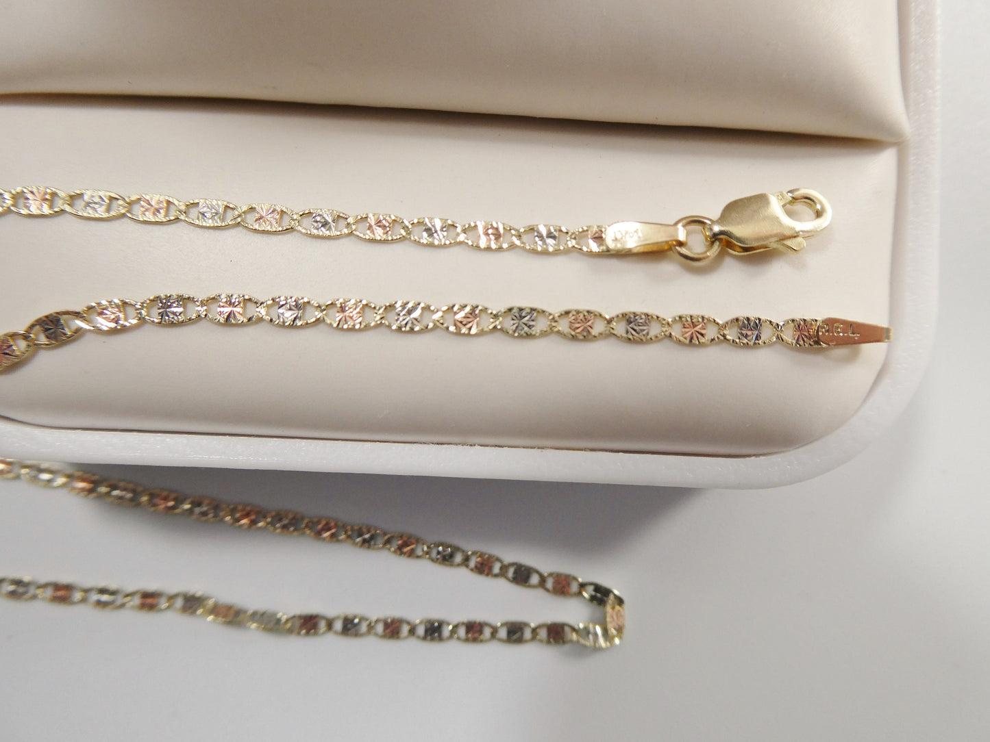 real 10k solid ladies tri color Valentino chain