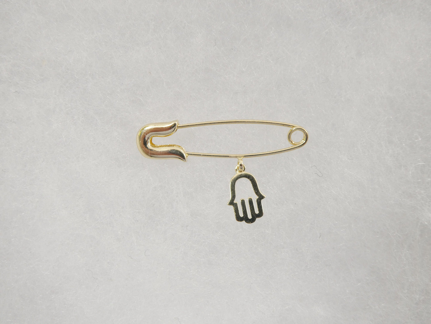 14k real solid yellow gold new born hamsa pin brooches